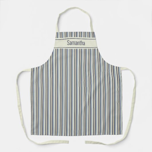 Tablier Navy And Cream Monochrome Striped Pattern  (Recto)