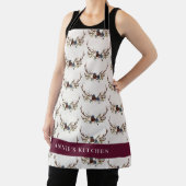 Tablier Navy bleu bordeaux floral élégant bois élégant (Insitu)