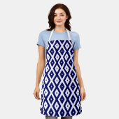 Tablier Navy blue and white diamond pattern (Porté)