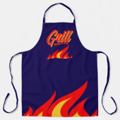 Tablier Navy blue BBQ apron with red hot fire flames (Recto)