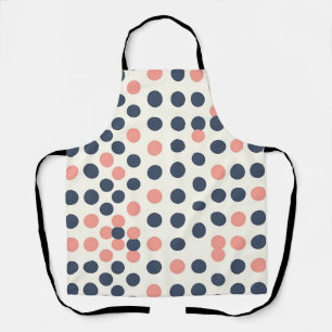 Tablier Navy moderne et pois géométriques pêche