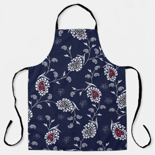 Tablier Navy Paisley : Design Motif élégant.