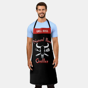 Tablier Né Grillard - Chef Noir Drôle