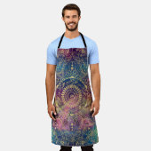 Tablier Nebula couleur or Mandala Aquarelle colorée (Porté)