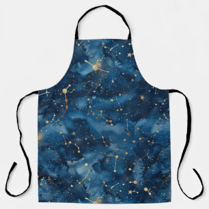 Tablier Nébuleuse cosmique en or bleu de minuit poussière
