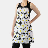 Tablier Négative Space Daisies blanc jaune sur noir (Insitu)