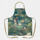 Tablier Nénuphar conte de fées teintes vertes sur mesure M (Recto)