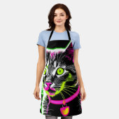 Tablier Neon Kitty Feline Art (Porté)