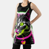 Tablier Neon Kitty Feline Art (Insitu)