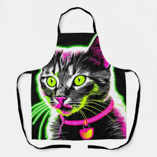 Tablier Neon Kitty Feline Art