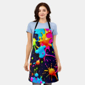 Tablier Neon Paint Splatter Art Abstrait (Porté)