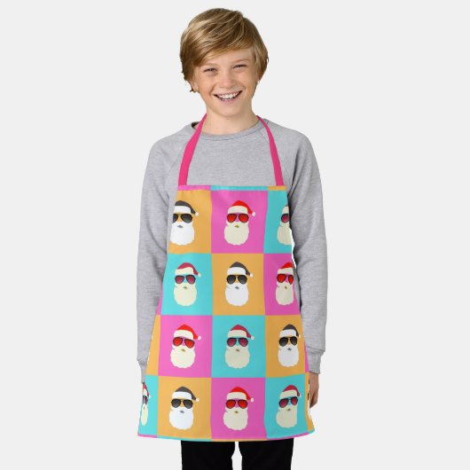 Tablier Neon Père Noël avec lunettes de soleil Cool Motif  (Porté)