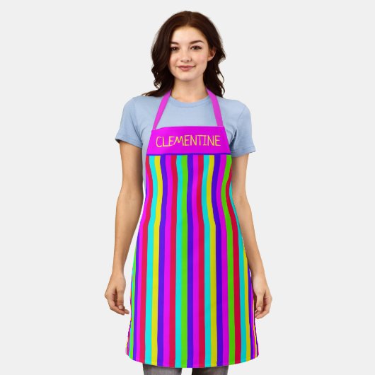 Tablier Neon Rainbow Stripe Custom (Porté)