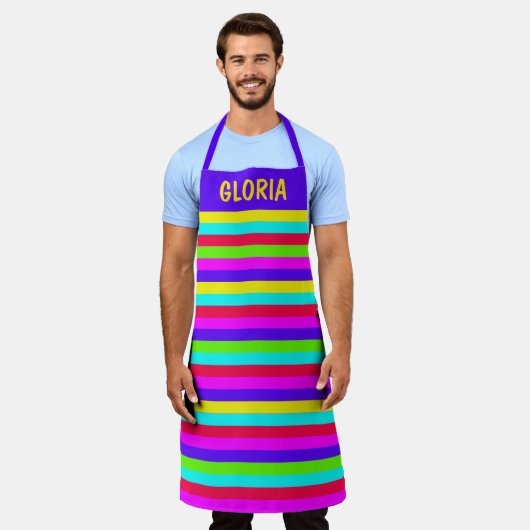 Tablier Neon Rainbow Stripe Custom (Porté)