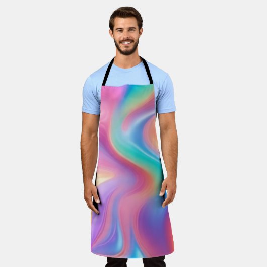 Tablier Neon tendance Pink Blue vert vert vagues abstraite (Porté)