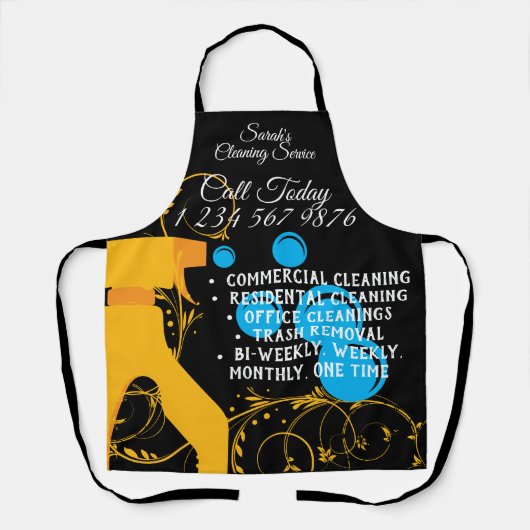 Tablier Nettoyage Maid Janitorial mignon tourbillons flora (Recto)