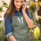 Tablier Nettoyer simple Sage vert Nom initial Uniforme