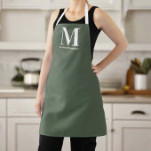 Tablier Nettoyer simple Sage vert Nom initial Uniforme