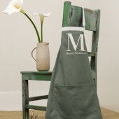 Tablier Nettoyer simple Sage vert Nom initial Uniforme