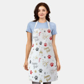 Tablier New Year's Paw Print Celebration Pattern Apron (Porté)