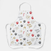 Tablier New Year's Paw Print Celebration Pattern Apron (Recto)