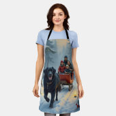 Tablier Newfoundland Dog Snowy Sleigh Ride Christmas (Porté)