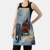 Tablier Newfoundland Dog Snowy Sleigh Ride Christmas (Insitu)