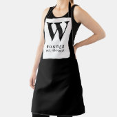 Tablier Newly Wed Monogram black modern Wedding (Insitu)