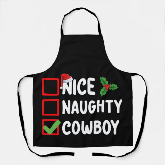 Tablier Nice Naughty Cowboy Liste de Noël (Recto)