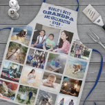 Tablier N'Importe Quel Texte Photo Collage Meilleur Grand-<br><div class="desc">Célébrez les joies simples de la famille et des enfants avec un élégant collage photo personnalisé tablier bleu et gris. Les images et tout le texte sont simples à customiser. Citation qui dit "Meilleur Grand-Père et Grand-Maître du Monde toujours est. 20YY" peut inclure des noms de petits-enfants et être personnalisé...</div>