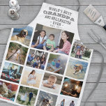 Tablier N'Importe Quel Texte Photo Collage Meilleur Grand-<br><div class="desc">Célébrez les joies simples de la famille et des enfants avec un élégant collage photo personnalisé blanc et tablier gris. Les images et tout le texte sont simples à customiser. Citation qui dit "Meilleur Grand-Père et Grand-Maître du Monde toujours est. 20YY" peut inclure des noms de petits-enfants et être personnalisé...</div>