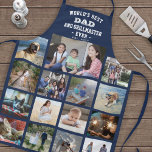 Tablier N'Importe Quel Texte Photo Collage Meilleur Papa G<br><div class="desc">Célébrez les joies simples de la famille et des enfants avec un élégant collage photo personnalisé marine bleu et blanc tablier. Les images et tout le texte sont simples à customiser. "Le meilleur papa et Grillmaster du monde jamais vu. 20YY" peut inclure des noms d'enfants et être personnalisé pour papa,...</div>