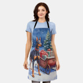 Tablier Noble Doberman Guarding Christmas Sleigh Winter (Porté)