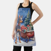 Tablier Noble Doberman Guarding Christmas Sleigh Winter (Insitu)