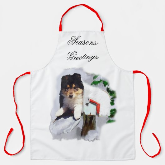 Tablier Noël à Collie Puppy (Recto)