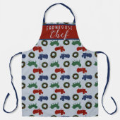 Tablier Noël à la ferme Chemise de chef Tracteurs Couronne (Recto)