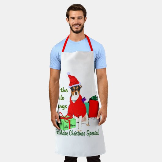 Tablier Noël à Rat Terrier (Porté)