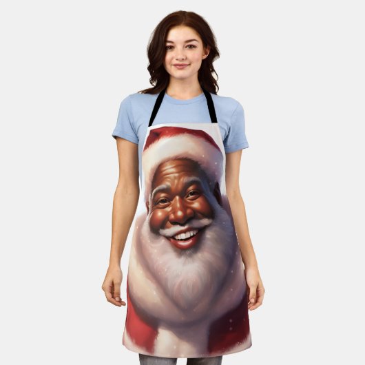 Tablier Noël afro-américain Jolly Père Noël, (Porté)