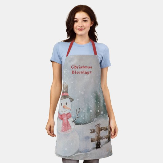 Tablier Noël Ancien Apron Snowman (Porté)