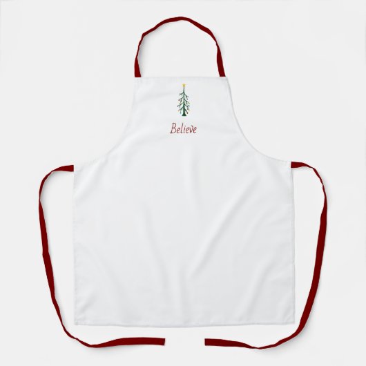 Tablier Noël Arbre À feuillage persistant Croire vacances (Recto)
