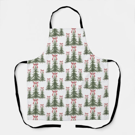 Tablier Noël Arbre Rouge Bow Retro Joyeux Noël Noël Noël N (Recto)