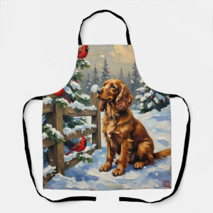 Tablier Noël au style ancien avec un Cocker Spaniel et des
