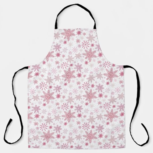 Tablier Noël aux flocons de neige rose doux (Recto)