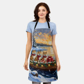 Tablier Noël Bateau Akita Fêtes (Porté)