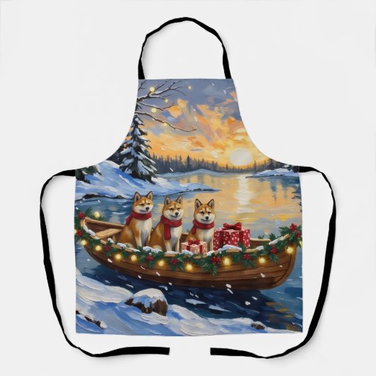 Tablier Noël Bateau Akita Fêtes (Recto)