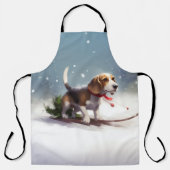 Tablier Noël Beagle neige hiver (Recto)