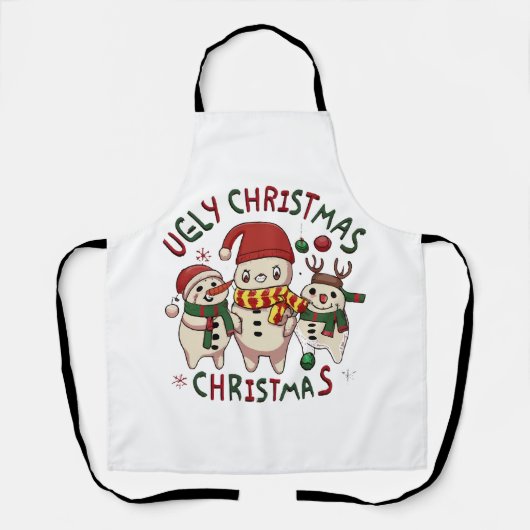 Tablier Noël blanc ; UGLY CHRISTMAS (Recto)