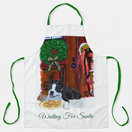 Tablier Noël Boston Terrier (Recto)
