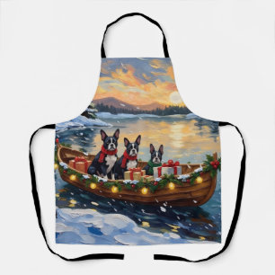 Tablier Noël Boston Terrier Bateau Fêtes