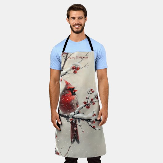 Tablier Noël Cardinal Rouge (Porté)